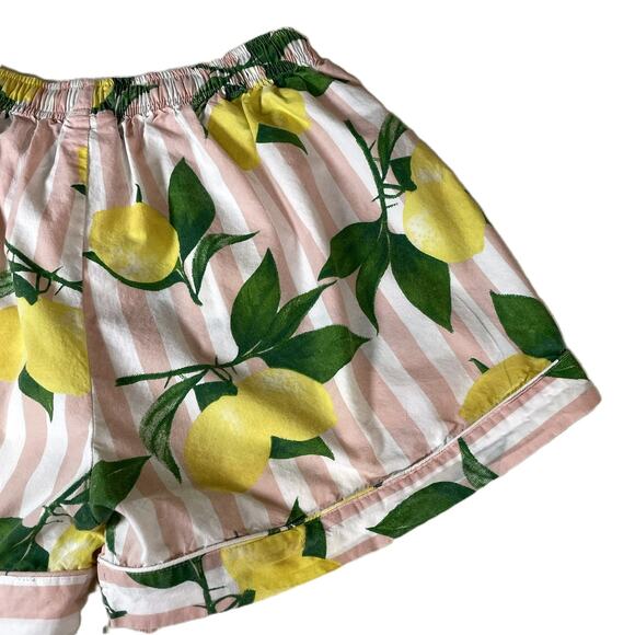 8 Oak Lane XS/S Pink White Stripe Lemon Print Sleep Shorts 100% Cotton - Picture 10 of 16